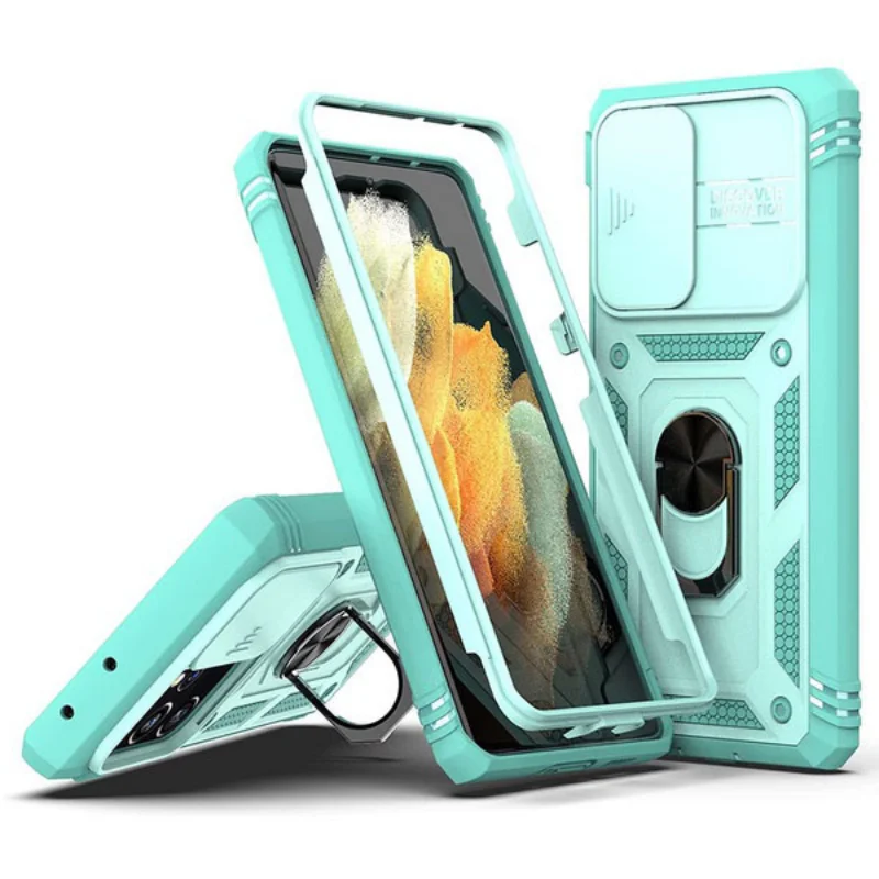 

Case For Samsung S23 Ultra S22 S21 FE Ultra Plus A53 A13 5G Heavy Duty with Camera 360 Degree Rotate Kickstand Shockproof Cover