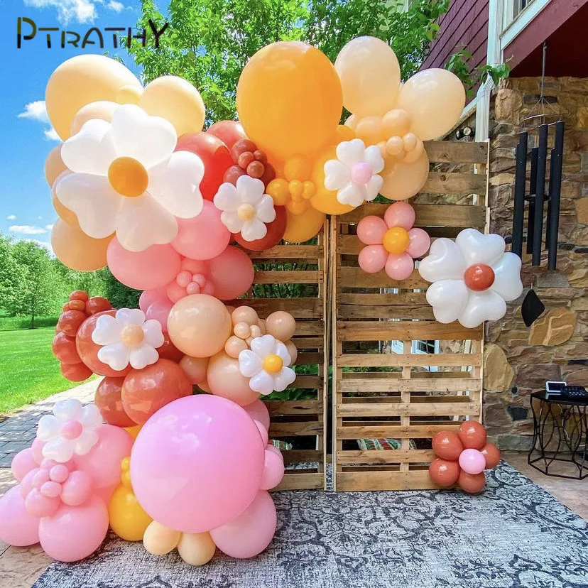 

1set Macaron Balloons kit Garland Arch Daisy Sunflower Foil Balloon Girl Princess Birthday Party Wedding Decorations Baby Shower