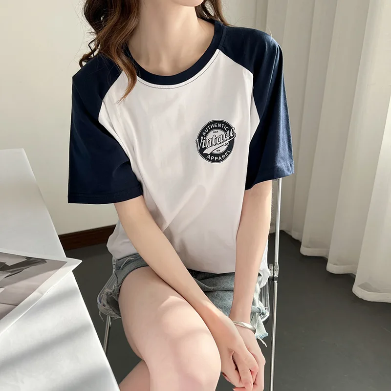 

Большая одежда для беременных летняя одежда для кормящих мам с послеродовым вырезом модная комбинированная футболка с короткими рукавами ...