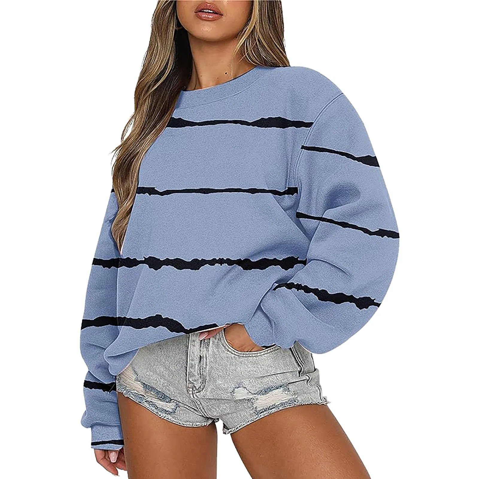 

Women Casual Printing Long Sleeve Sweatshirt Comfortable Crew Neck Loose Fit Pollover Athletic Tops Women