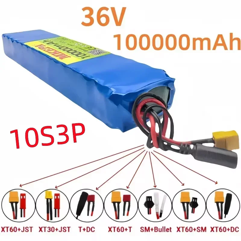 10S3P 36V 100000mAh 18650 Rechargeable Lithium Battery Power Modified Bicycle Scooter Electric Vehicle with etc