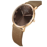 sun emboss vintage watch men stylish original male luxury quartz diver watches business man brown leather wristwatch designer