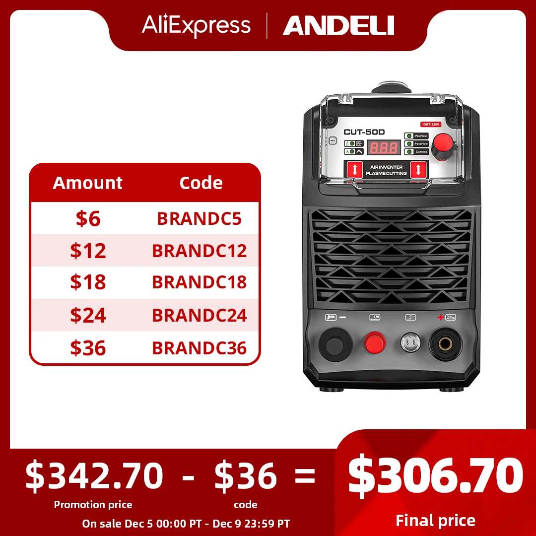 ANDELI Plasma Cutting Machine CUT-50D/CUT-50DS 110/220V 40A HF Pilot Arc Non-contact Cutting Plasma Cutter