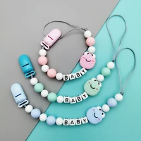 custom english russian letters name baby silicone frog pacifier clips chains teether pendants baby pacifier kawaii teether gifts