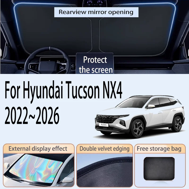 Фото Складной отражатель солнцезащитный козырек для Hyundai Tucson NX4 2022 ~ 2022 автомобильный солнцезащитный козырек на лобовое стекло теплоизоляция летние автоаксессуары №3
