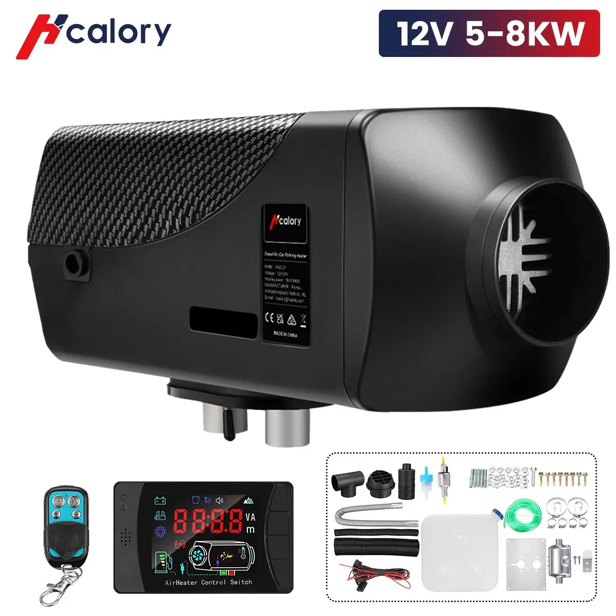 

Hcalory 12V 24V 5-8KW Car Heater Air Diesel Heater New LCD Monitor + Tank Remote Control for RV Boats Trailer Truck Motorhome