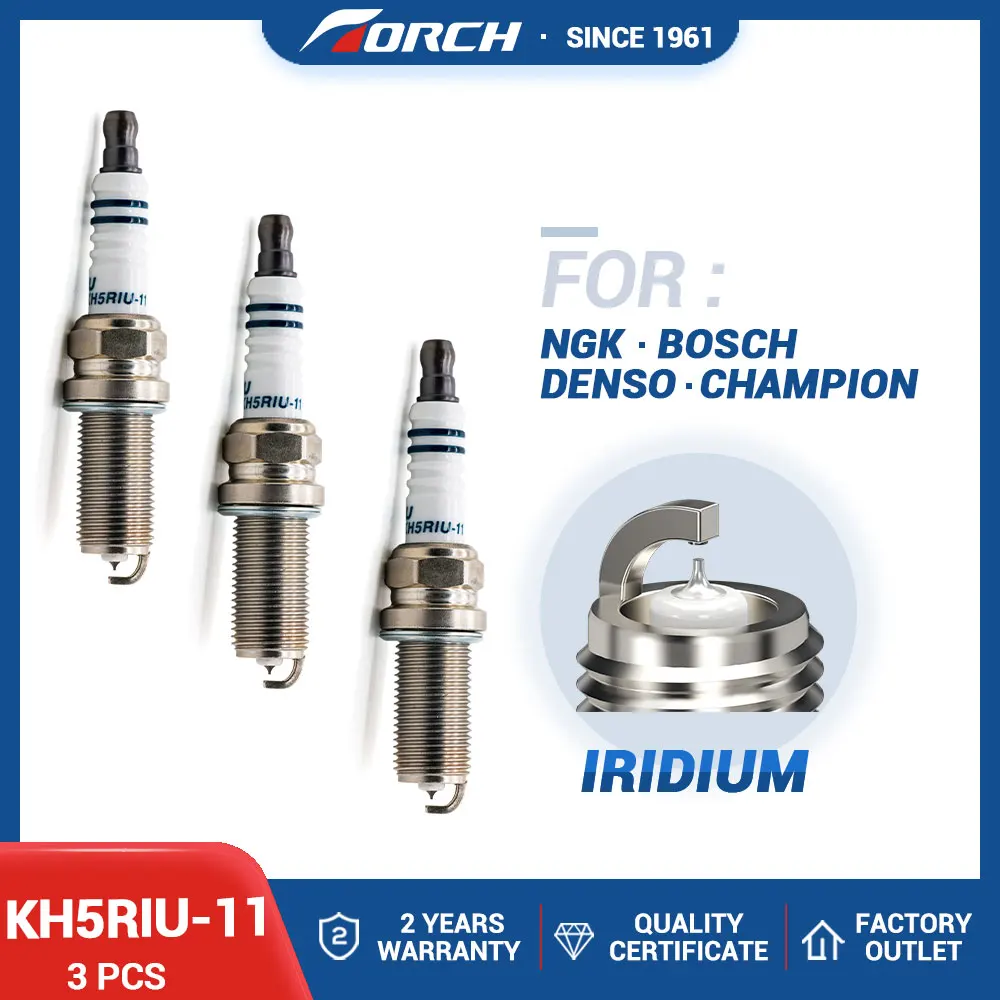 3PCS Iridium Spark Plugs TORCH KH5RIU-11 for Nissan TOYOTA PEUGEOT KIA HYUNDAI RENAULT Auto Replacement Parts