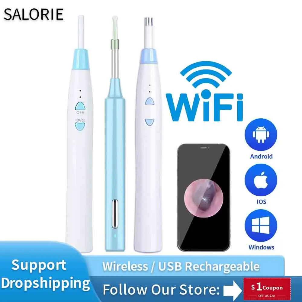 

Wireless Endoscope Ear Stick Ear Picker Wifi Camera Otoscope Ear Cleaner Wax Removal Earwax Pick Earpick for Iphone Android IOS