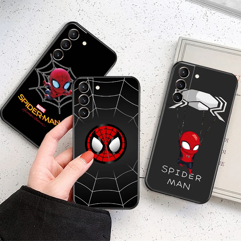 

Marvel Cartoon Spiderman For Samsung Galaxy S22 Ultra S22 Plus 5G Phone Case Back Cases Shell Soft Liquid Silicon TPU