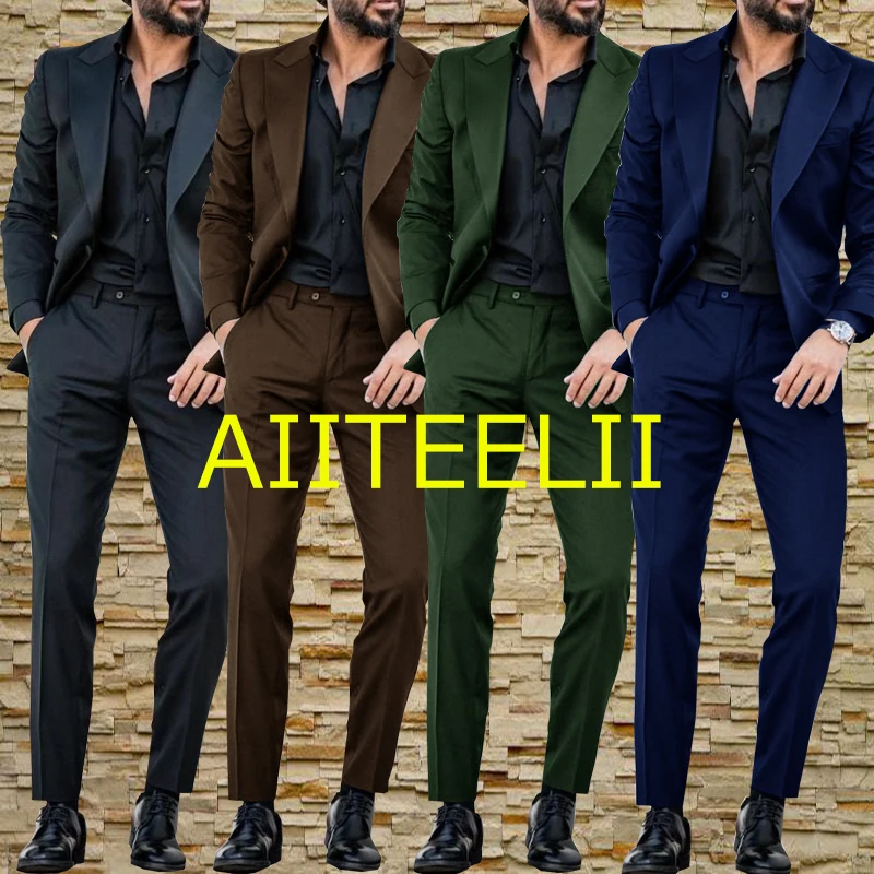 Men's Suit Tuxedo Wedding Groom Slim Fit Suit for Men 2-piece Blazer Pants Set trajes de hombre