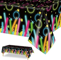 neon party tablecloth 51 2 x 86 6 inch table cover glow in the dark disposable plastic table cloth blacklight disco party supply