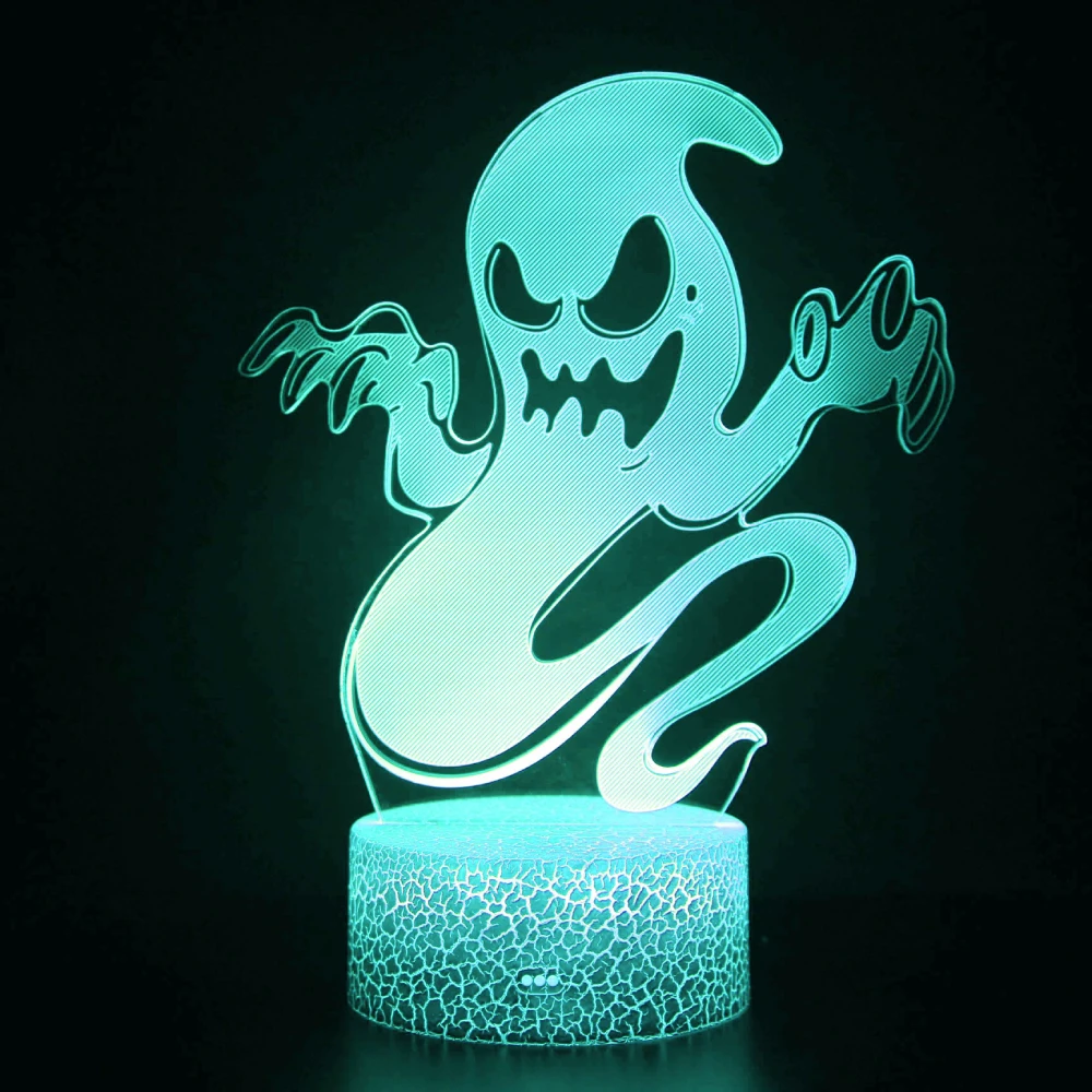 Nighdn Halloween Geschenk Geist Nachtlicht Für Schlafzimmer Nachttisch Lampe Atmosphäre Dekoration 7 Farbwechsel Usb Led 3D Illusion Lampe