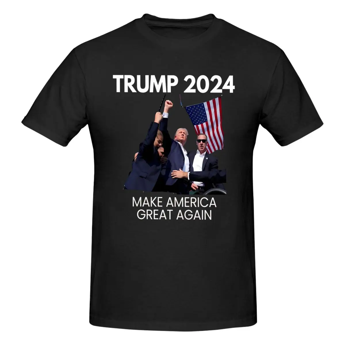 Мужская футболка с принтом Дональда Трампа и попытки убийц 2024 потрясающая из 100%