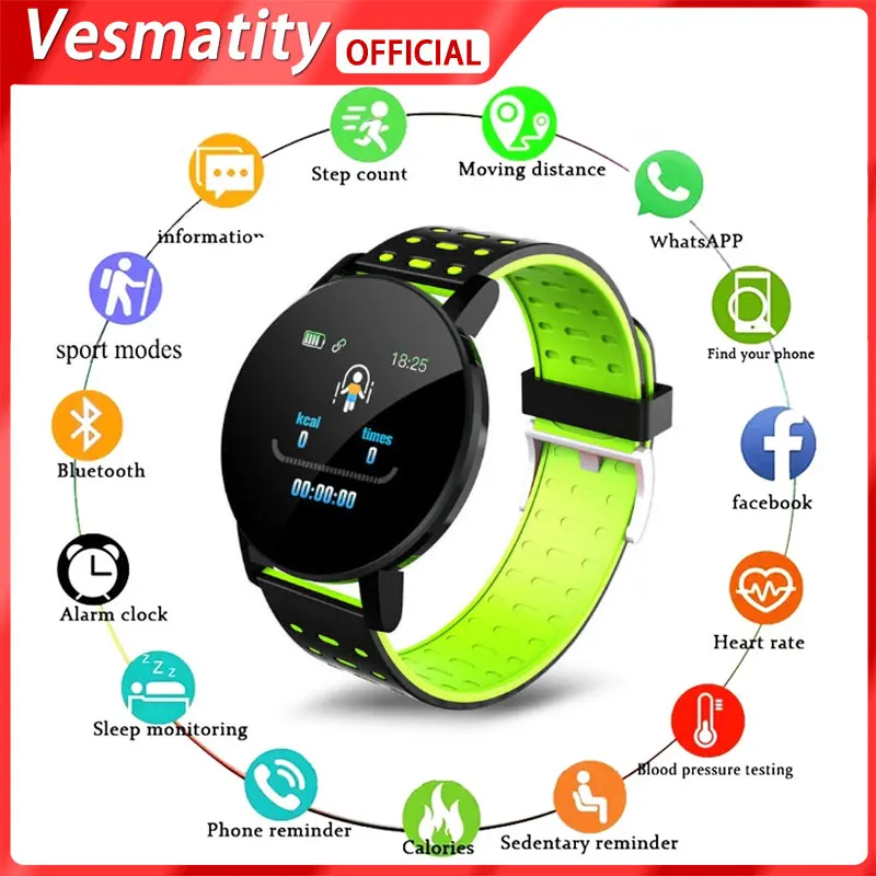 

Vesmatity Smart Watch Blood Pressure Sport Tracker Waterproof Bluetooth Smart Bracelet Heart Rate Monitoring For Android Ios