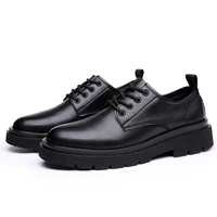 2022 fashion genuine leather shoes men business shoes thick sole cow leather mens casual shoes brand male footwear black new
