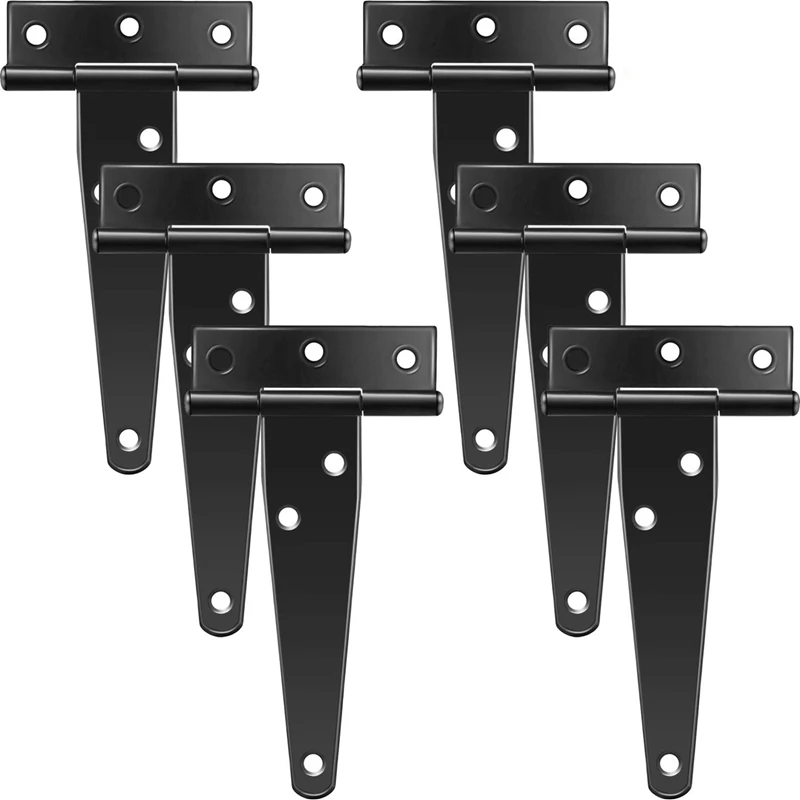 

18 PCS 4 Inch T-Strap Hinges Rustic Gate Strap Hinge Rustproof Gate Door Black Hinges For Windows, Fence And Barn Gates