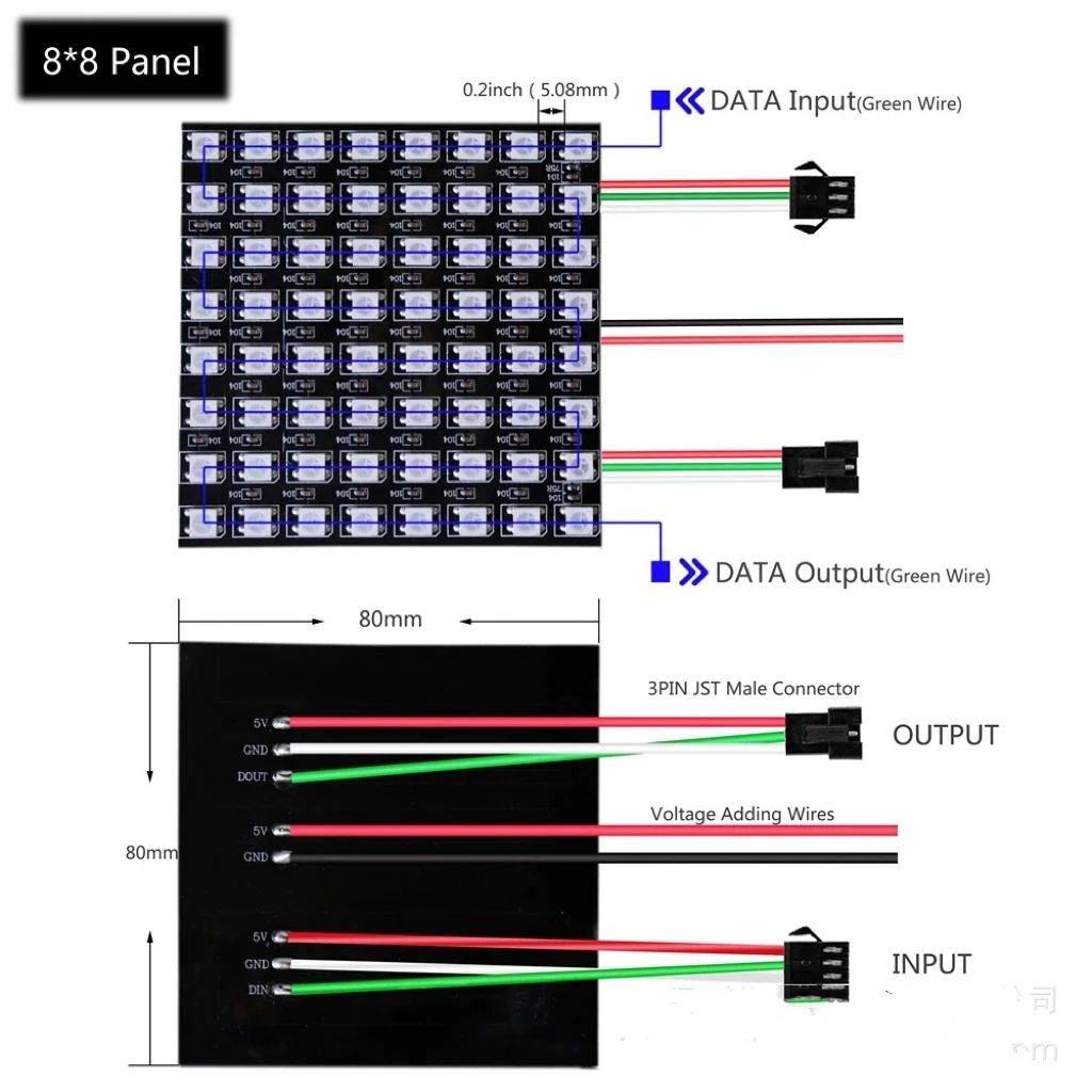 Фото Светодиодный гибкий полноцветный пиксельный экран ws2812b SK6812 точечная матрица rgb экран мягкий экран 8x8 8x32 16*16 №2