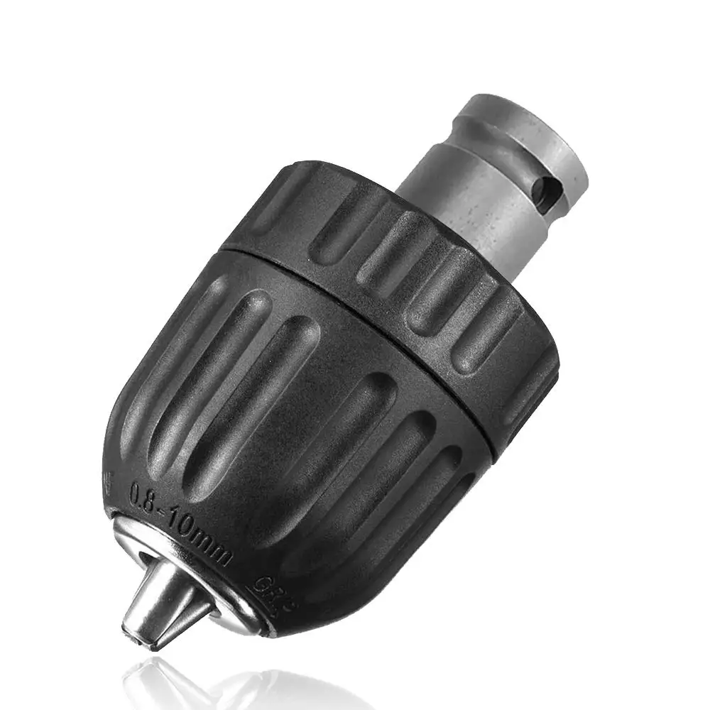0.8-10mm 3/8-24UNF Keyless Drill Chuck Converter Quick Connect Cartridges 1/2 Socket Square Female Adapter for Air Impact Wrench
