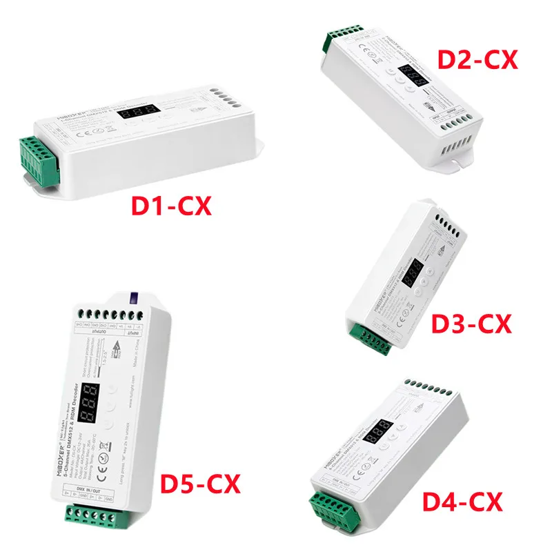 MIBOXER D1-CX D2-CX D3-CX D4-CX D5-CX 1 2 3 4 5 Channel DMX512 RDM Decoder 1CH 2CH 3CH 4CH 5CH for LED light DC12-24V