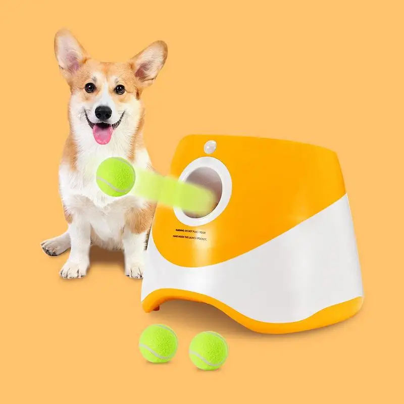 

Dog Ball Launcher Automatic Tennis Ball Throwing Machine Adjustable Launching Distance Puppy Pet Toys With 3 Tennis Balls