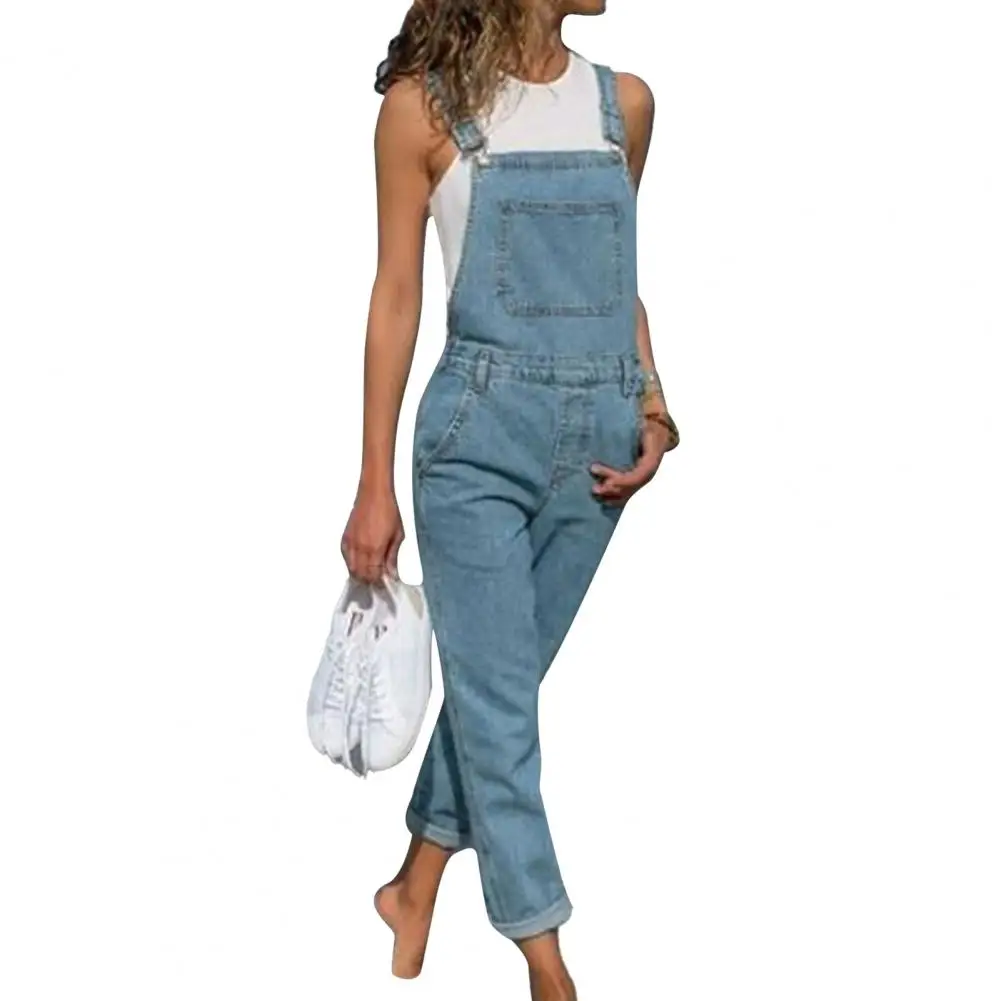 

Denim Jumpsuits Women Solid Basic Overalls Chic College Woman High Street Lady Elegant Pants Jeans Long New Blue Fashion 2022