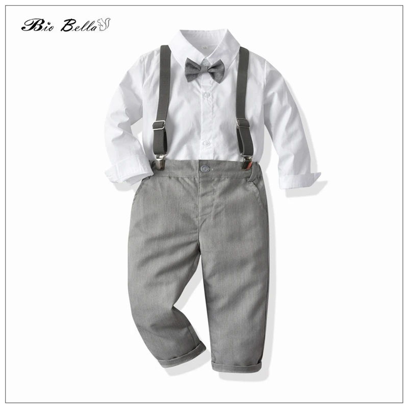 Весенне-осенний комплект одежды для маленьких мальчиков, красивый костюм джентльмена на свадьбу, день рождения для детей 1-6 лет, Детские наряды, футболка, официальные рождественские костюмы