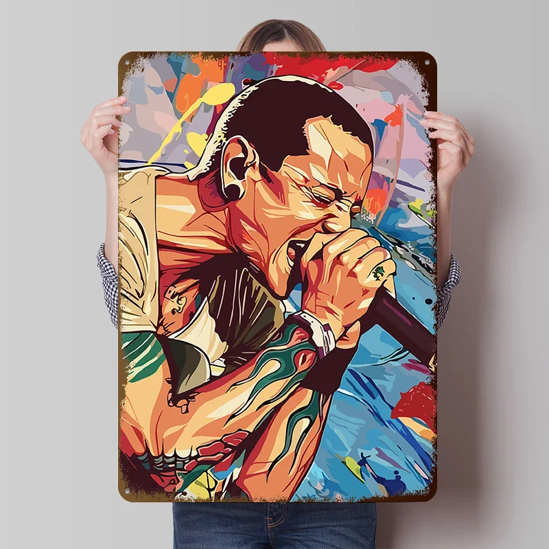 Фото Постер Честер Беннингтон Linkin Park, винтажные металлические таблички на заказ, настенный декор, ретро-пластиковая табличка для украшения мужской комнаты, декор для комнаты №1