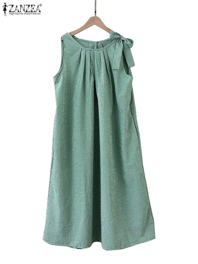 ZANZEA корейское короткое платье с зигзагообразным принтом лето 2024 повседневный