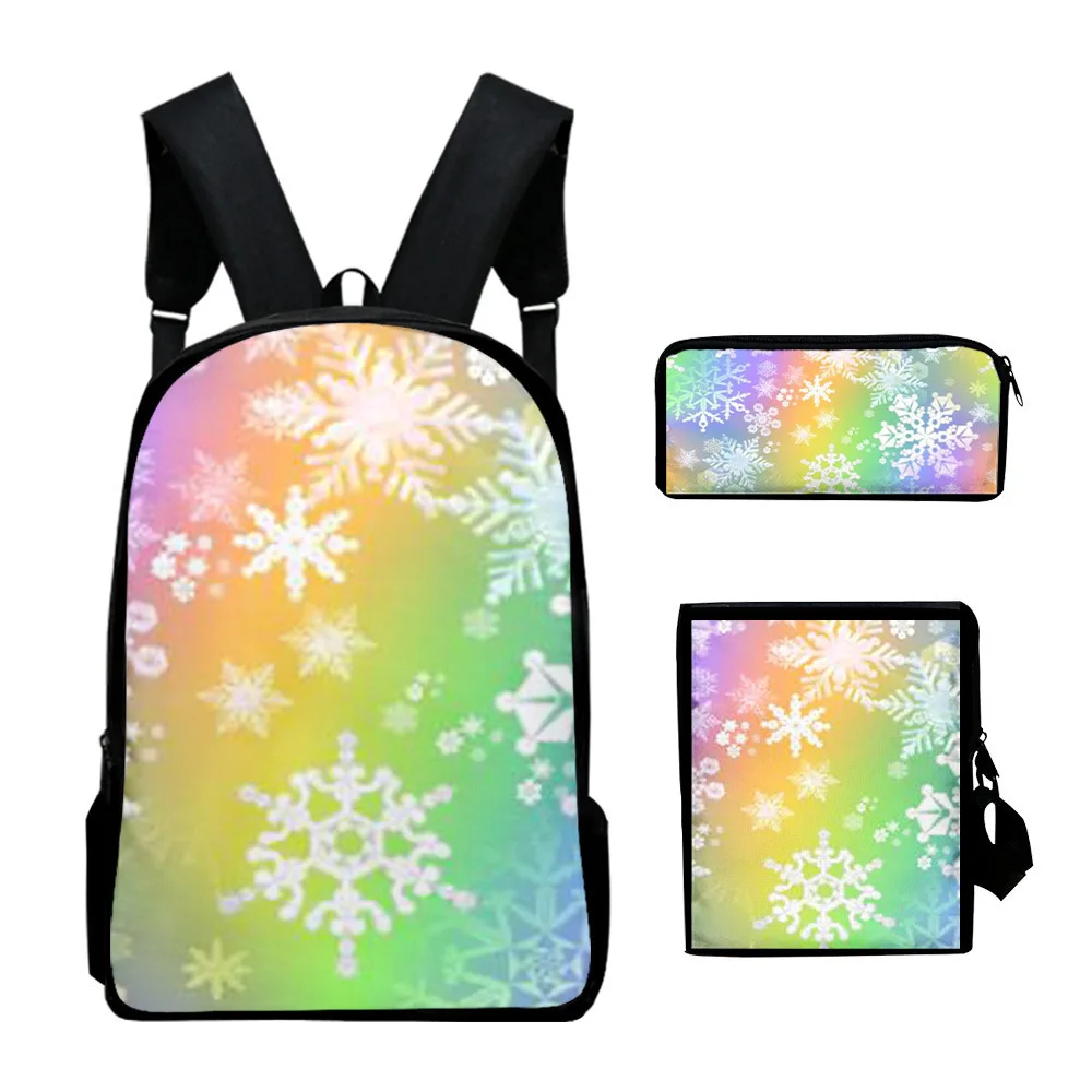 

Cartoon Novelty Cool Merry Christmas 3pcs/Set Backpack 3D Print School Student Bookbag Laptop Daypack Shoulder Bag Pencil Case