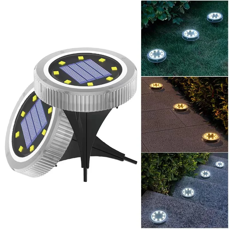 

Outdoor Solar Powered Ground Light Waterproof Garden Path Deck Lights With 8 LED Yard Driveway Lawn Garden Decoration Lamp