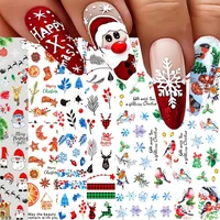 24christmas nail art stickerssnowflake nail decals 3d self adhesive santa claus snowman elk christmas tree xmas nail decoration