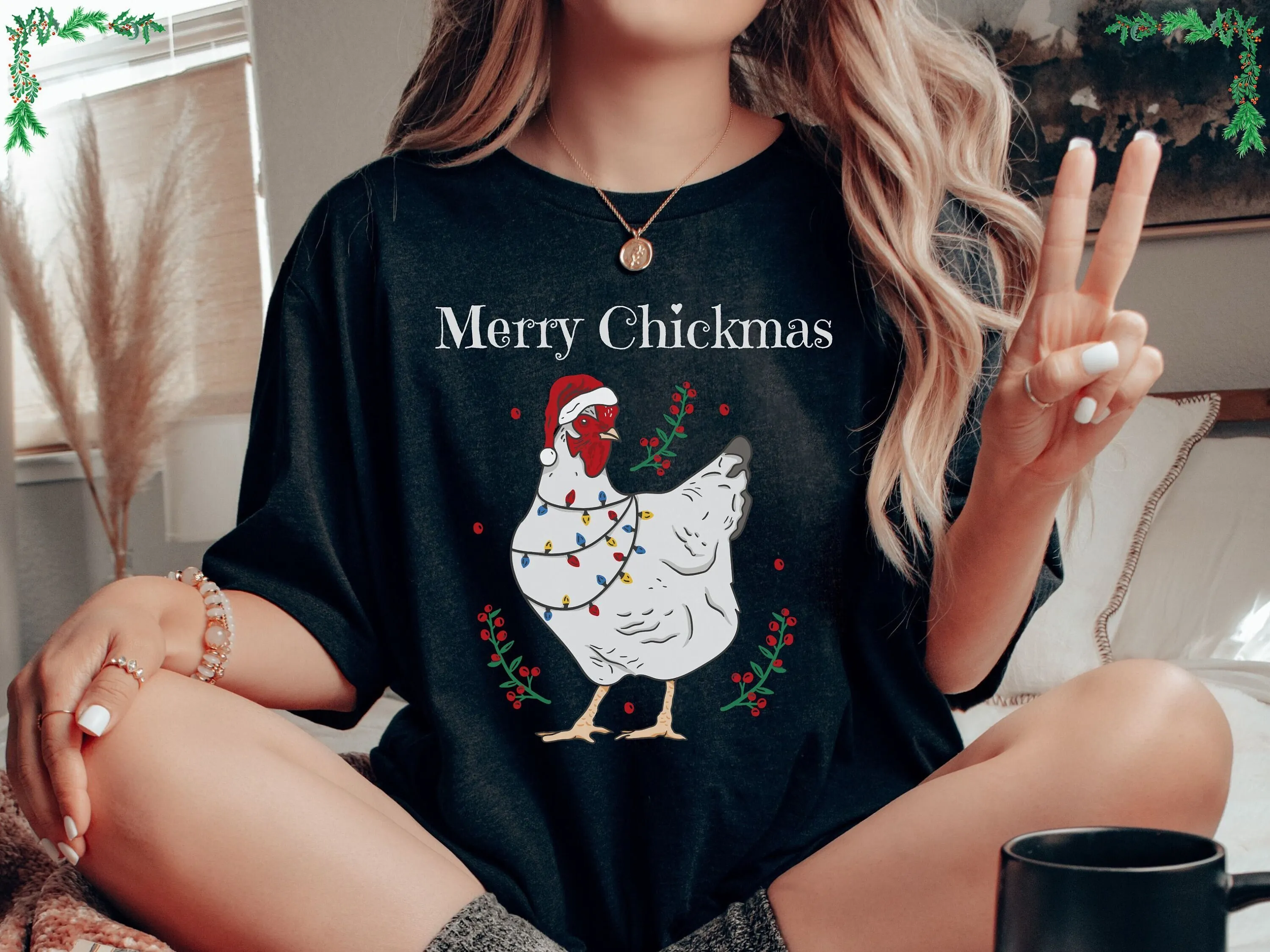 Рождественская футболка с курицей праздничная рождественская женская для