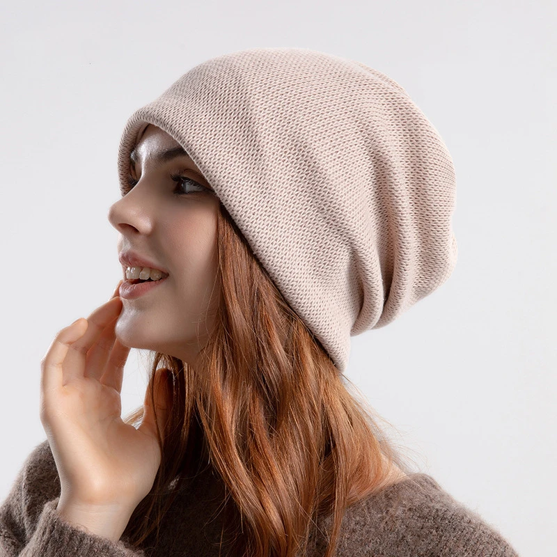 

Women Fashion Stretch Ribbed Slouchy Beanies Hat Men Winter Autumn Baggy Spring Striped Knitted Skullies Warm Gorros Moon Caps