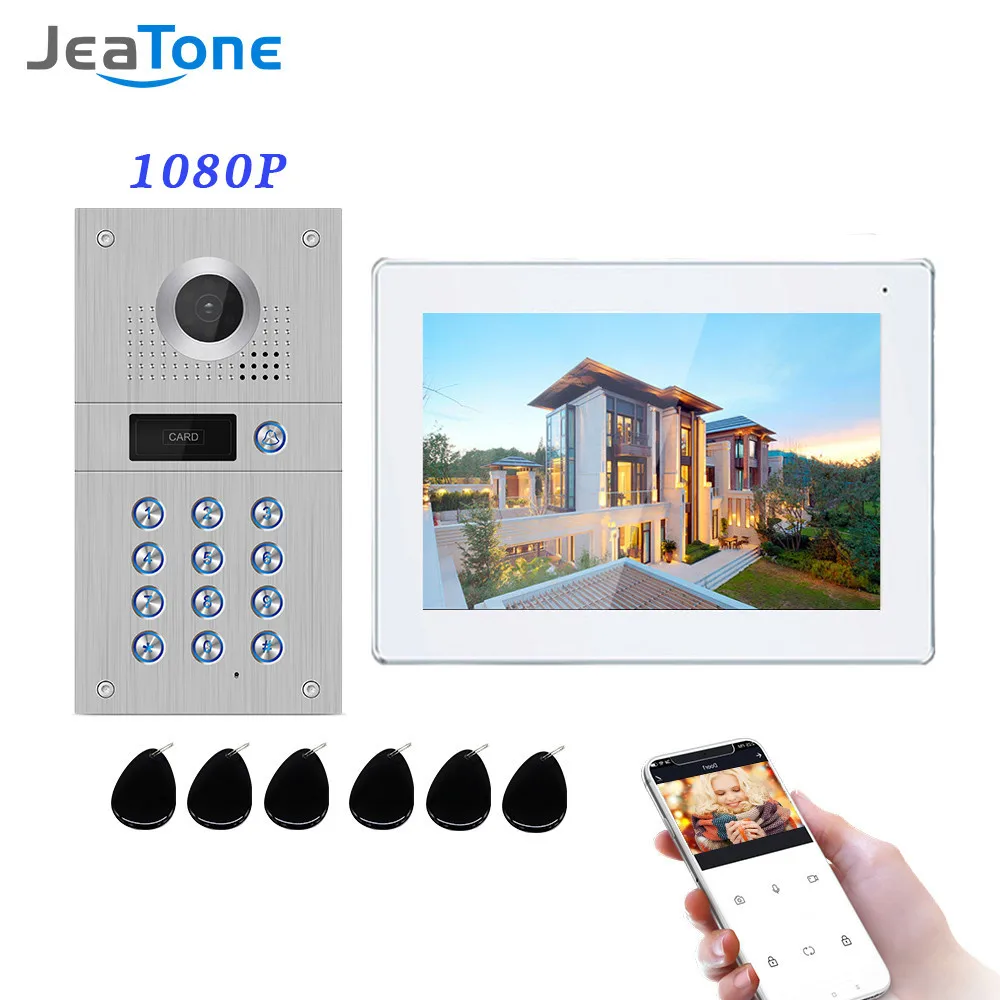 Jeatone 10 Inch Tuya Wireless Wifi 1080p Video Intercom for Home  Video Doorbell Password, Swiping Card Unlock Intercom System