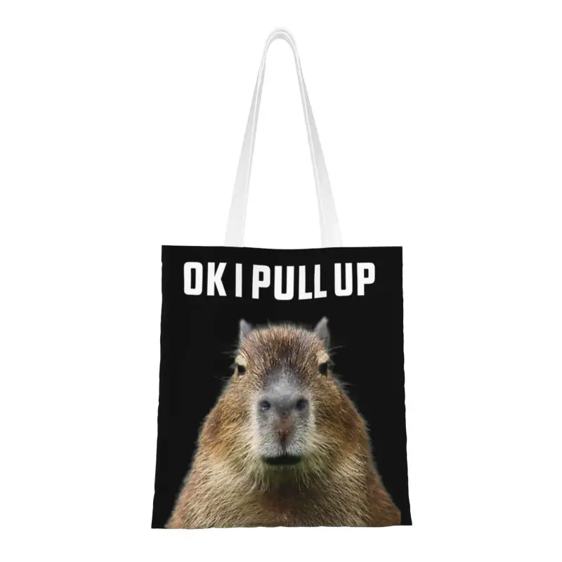 

Сумки для покупок на заказ Ok I Pull Up, капибара, холщовые сумки для покупок, женские прочные сумки для покупок