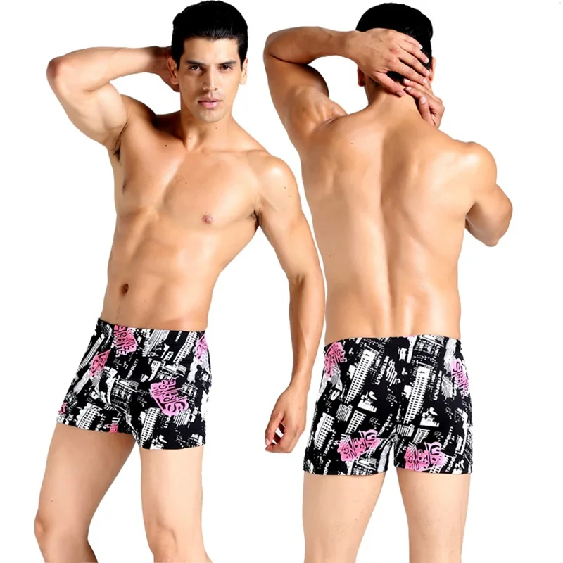 

New Printed Men's Boxer Swim Shorts Hot Spring Swimwear Best Sport Trunks