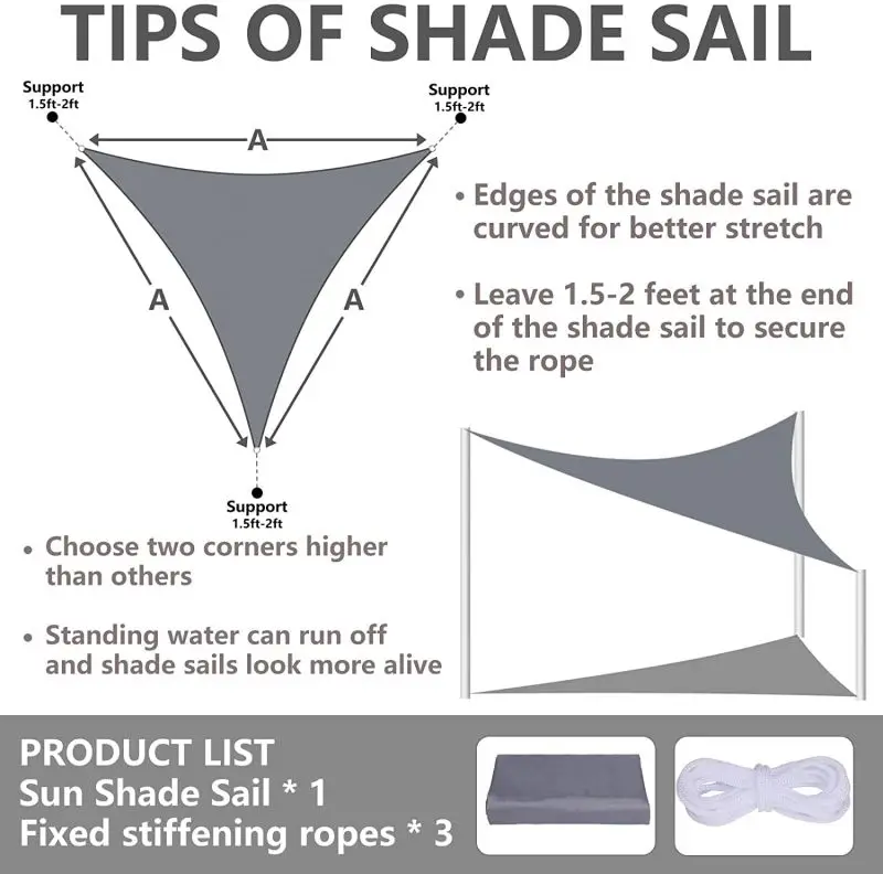 Sun Shade Triangle Sail Waterproof Awning Outdoor Canopy Tarps Sunshade for Patio Garden Backyard Deck Carpor |