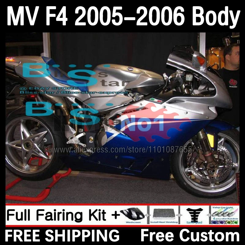 

Обтекатели для MV Agusta F4 R312 750S 1000 R 750 1000CC 05 06 58No.55 1000R 312 1078 1 + 1 мА MV F4 2005 2006, комплект для тела серебристо-голубого цвета