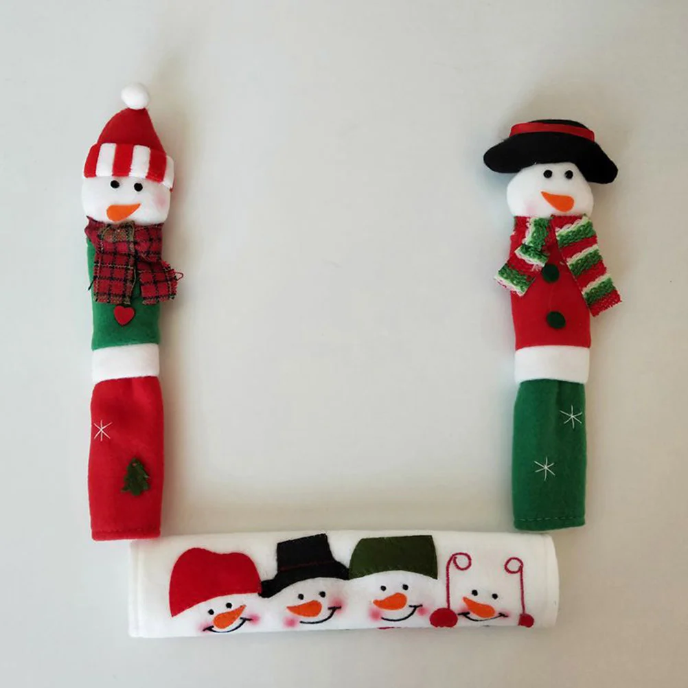 

3pcs Christmas Handle Cover Fabric Comfortable Dishwasher Refrigerator Handle Cover Handle Protector