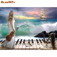ruopoty 5d diy diamond painting girl mosaic art portrait cross stitch piano picture diamond embroidery home decorations