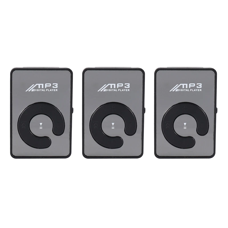

3X Мини зеркальный зажим USB цифровой Mp3 музыкальный плеер Поддержка 8 Гб SD TF карта черный