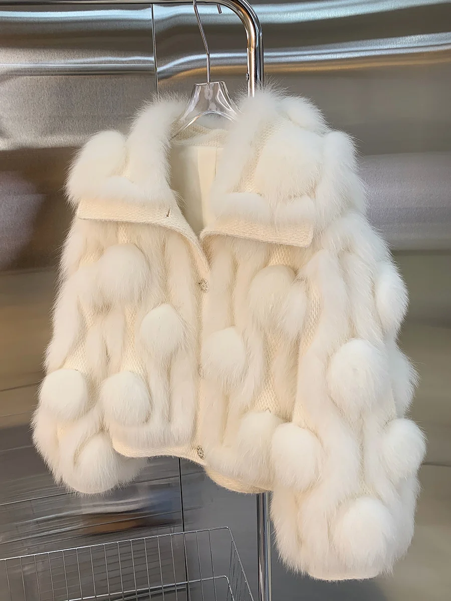 Trendy Fur New Young Large Lapel Cotton Candy Spokes Fox Fur Fur Coat for Women Winter winter jacket women  coat women