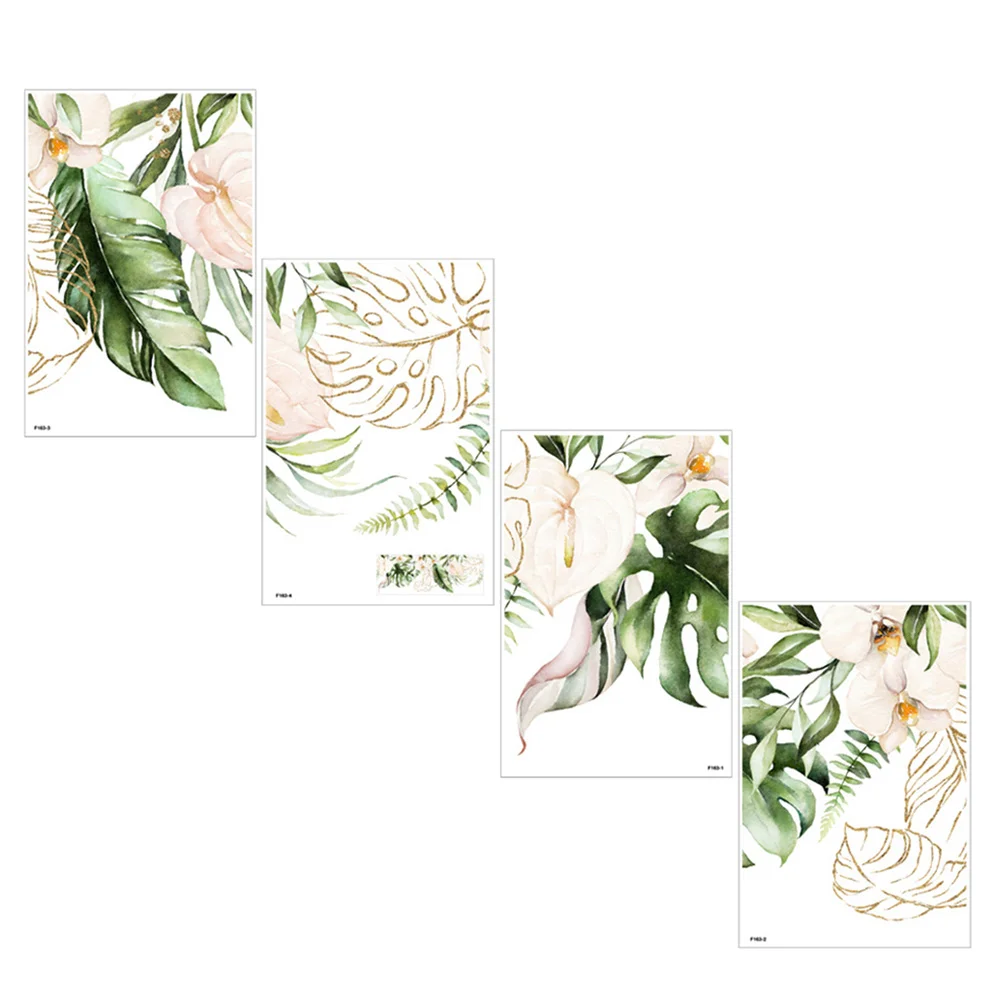 

4Sheets Creative Wall Pasting Sticker Unique Leaves Wall Sticker DIY Sticker Decor