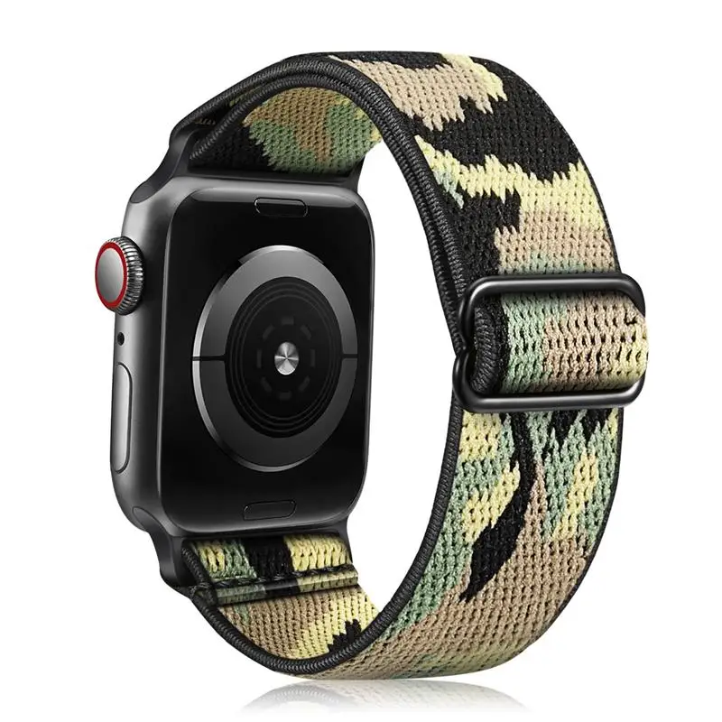 

Ремешок нейлоновый для Apple Watch Band 42 44 мм, эластичный регулируемый браслет для IWatch Series SE/6/5/4/3/2/1
