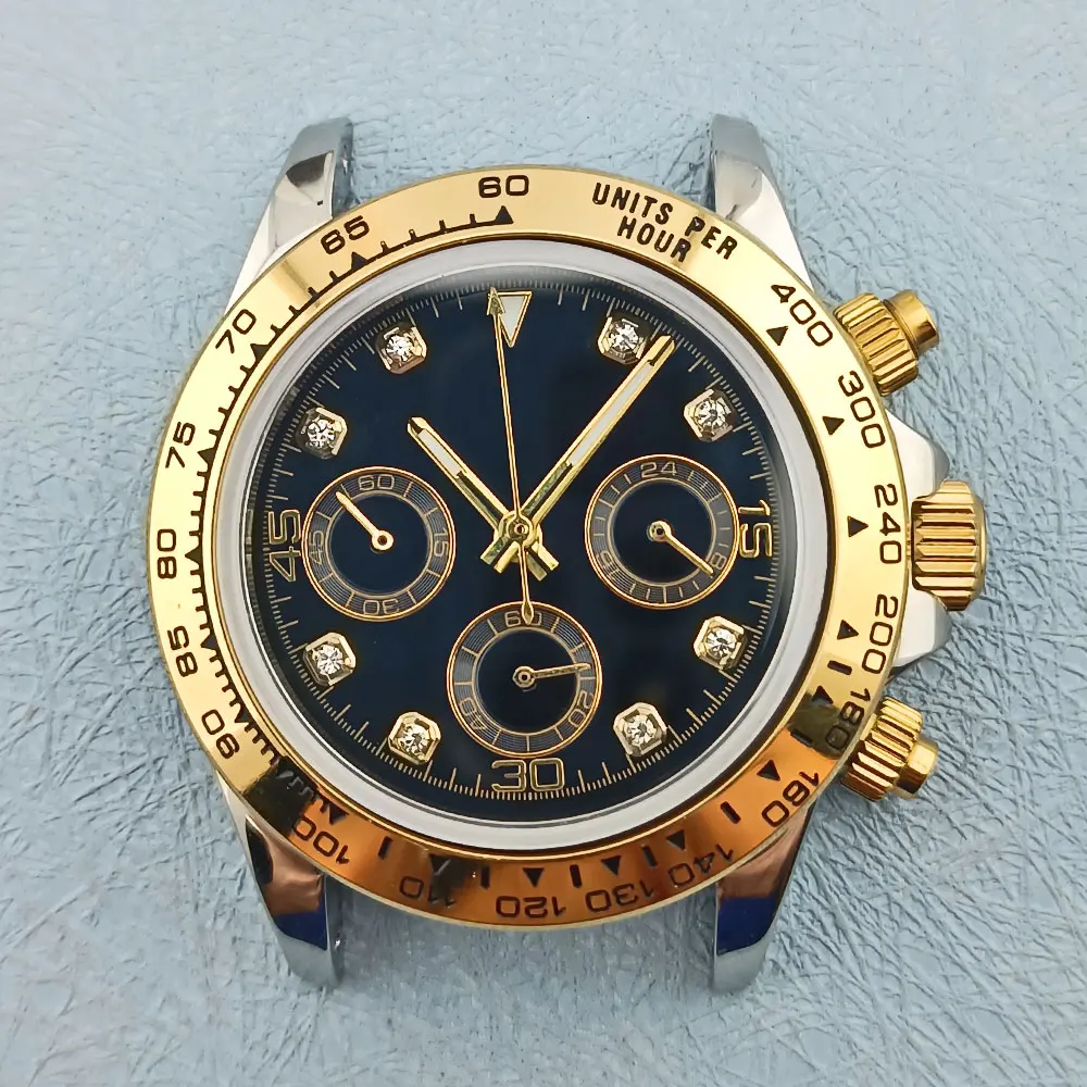 39 5 мм серебристые и розовые золотистые фонарики подходит для часов VK63 сапфировое