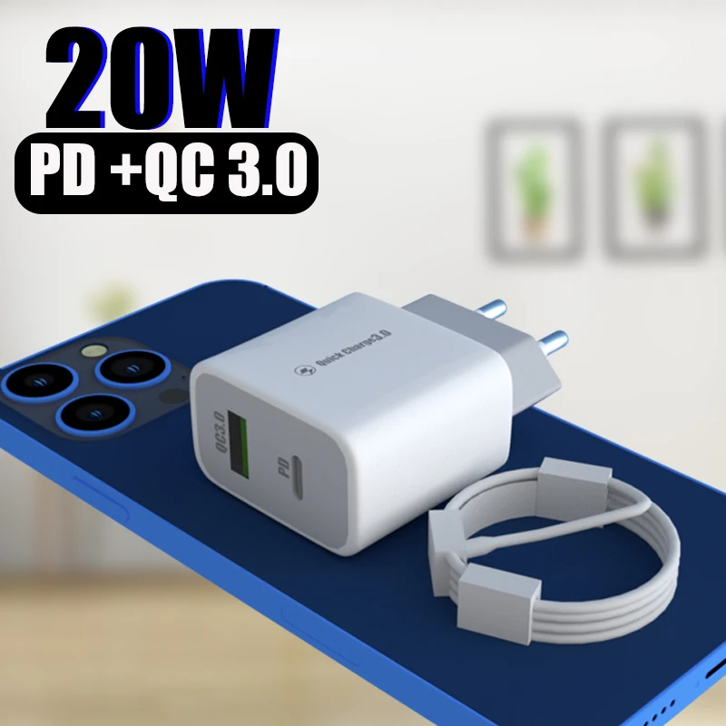 

Quick Charge 4.0 3.0 QC PD Charger 20W QC4.0 QC3.0 USB Type C Fast Charger for iPhone 13 12 Xs 11 8 Xiaomi Phone Accessories