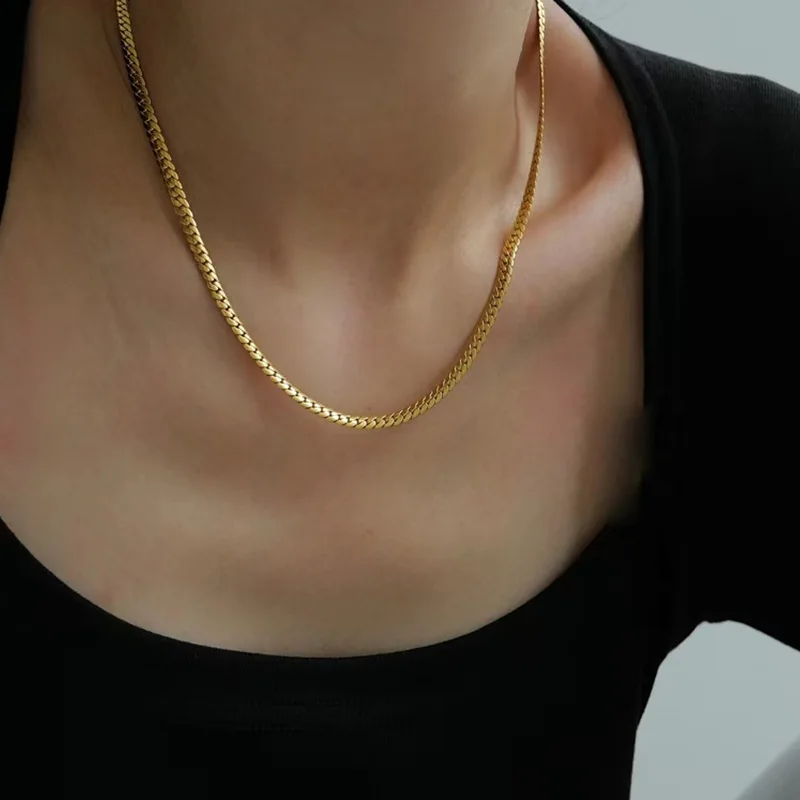 

OEING 316L Stainless Steel Gold Color Snake Chain Necklaces for Women Minimalist Serpentine Chain Punk Choker on Neck Jewelry