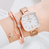 2pcs set luxury brand women watches rose gold square dial watchband casual watch bracelet for women gift 2022 new reloj mujer