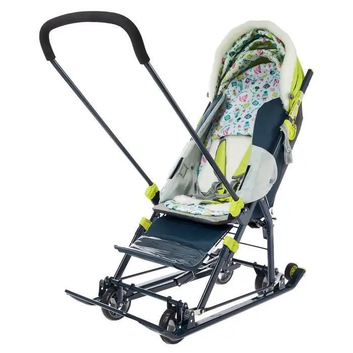 Санки коляска &quotНика Детям НД 7-6&quot рисунок с жирафом цвет лимонный механизм