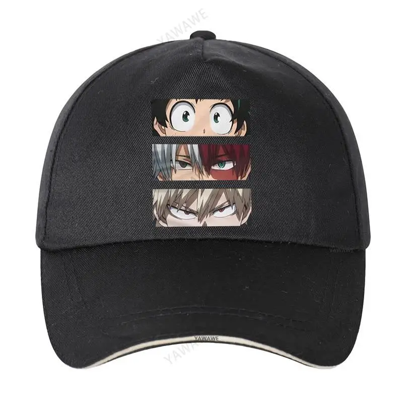 

MHA Deku Todoroki And Bakugo Eye Snapback Cap Men Sunhat Anime Manga My Hero Academia Dad hat Graphic Baseball Caps